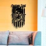 Occupations Trades Metal Sign Personalized Us Flag Carpenter Repair Skull Name 1