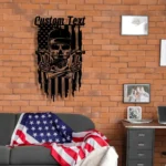 Occupations Trades Metal Sign Personalized Us Flag Carpenter Repair Skull Name 1