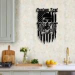 Occupations Trades Metal Sign Personalized Us Flag Carpenter Repair Skull Name 1