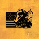 Occupations Trades Metal Sign Personalized Us Flag Fireman Name 1