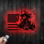 Occupations Trades Metal Sign Personalized Us Flag Fireman Name 1