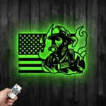 Occupations Trades Metal Sign Personalized Us Flag Fireman Name 1