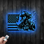 Occupations Trades Metal Sign Personalized Us Flag Fireman Name 1