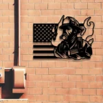 Occupations Trades Metal Sign Personalized Us Flag Fireman Name 1