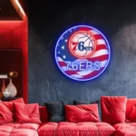 Philadelphia 76ers Neon Sign Us Pennant Acrylic 1