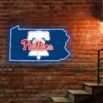 Philadelphia Phillies Neon Sign Pennsylvania State Map 1