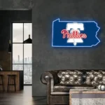 Philadelphia Phillies Neon Sign Pennsylvania State Map 1