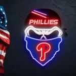 Philadelphia Phillies Neon Sign Skull 1