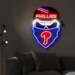 Philadelphia Phillies Neon Sign Skull 1