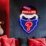 Philadelphia Phillies Neon Sign Skull 1