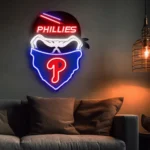 Philadelphia Phillies Neon Sign Skull 1