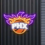 Phoenix Suns Neon Sign Ball Flame Glow 1