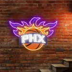 Phoenix Suns Neon Sign Ball Flame Glow 1