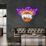 Phoenix Suns Neon Sign Ball Flame Glow 1
