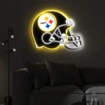 Pittsburgh Steelers Neon Sign Nfl Football Helmet Acrylic Artwork Led 1
