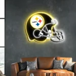 Pittsburgh Steelers Neon Sign Nfl Football Helmet Acrylic Artwork Led 1