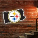 Pittsburgh Steelers Neon Sign Pennsylvania State Map 1
