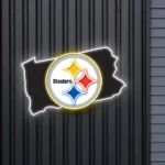 Pittsburgh Steelers Neon Sign Pennsylvania State Map 1