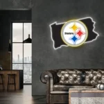 Pittsburgh Steelers Neon Sign Pennsylvania State Map 1