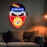 Pittsburgh Steelers Neon Sign Skull 1