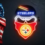 Pittsburgh Steelers Neon Sign Skull 1