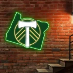 Portland Timbers Neon Sign Fc Oregon State Map 1