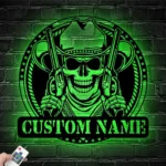Retro Vintage Metal Sign Cowboy Cowboy Skull Hold Gun 1