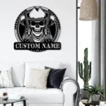 Retro Vintage Metal Sign Cowboy Cowboy Skull Hold Gun 1