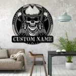 Retro Vintage Metal Sign Cowboy Cowboy Skull Hold Gun 1