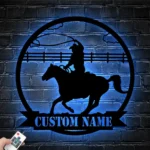 Retro Vintage Metal Sign Custom Cowgirl Riding Horse 1