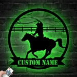 Retro Vintage Metal Sign Custom Cowgirl Riding Horse 1
