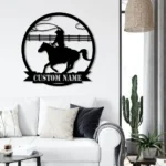 Retro Vintage Metal Sign Custom Cowgirl Riding Horse 1