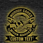 Retro Vintage Metal Sign Custom Nobody Cares Work Harder Skull 1