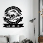Retro Vintage Metal Sign Custom Nobody Cares Work Harder Skull 1