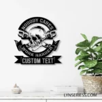 Retro Vintage Metal Sign Custom Nobody Cares Work Harder Skull 1