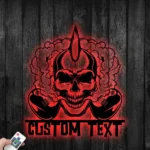 Retro Vintage Metal Sign Custom Skull Rock Guitar 1