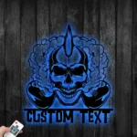 Retro Vintage Metal Sign Custom Skull Rock Guitar 1