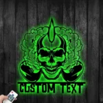 Retro Vintage Metal Sign Custom Skull Rock Guitar 1