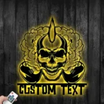 Retro Vintage Metal Sign Custom Skull Rock Guitar 1