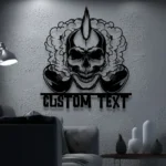 Retro Vintage Metal Sign Custom Skull Rock Guitar 1