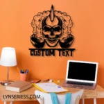 Retro Vintage Metal Sign Custom Skull Rock Guitar 1