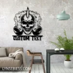 Retro Vintage Metal Sign Custom Skull Rock Guitar 1