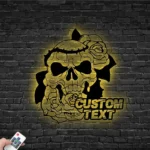 Retro Vintage Metal Sign Custom Sugar Skull Rose 1