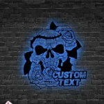 Retro Vintage Metal Sign Custom Sugar Skull Rose 1