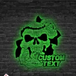 Retro Vintage Metal Sign Custom Sugar Skull Rose 1