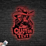 Retro Vintage Metal Sign Custom Western Cowboy Skull Hold Gun 1