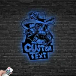 Retro Vintage Metal Sign Custom Western Cowboy Skull Hold Gun 1