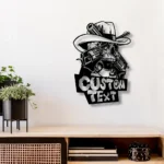Retro Vintage Metal Sign Custom Western Cowboy Skull Hold Gun 1