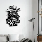 Retro Vintage Metal Sign Custom Western Cowboy Skull Hold Gun 1