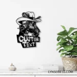 Retro Vintage Metal Sign Custom Western Cowboy Skull Hold Gun 1